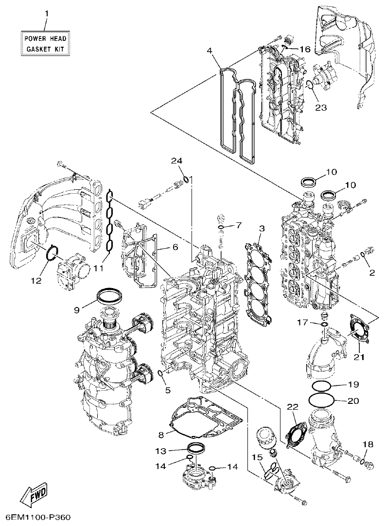 Yamaha F130AET, FL130AET REPAIR KIT 1 parts diagram